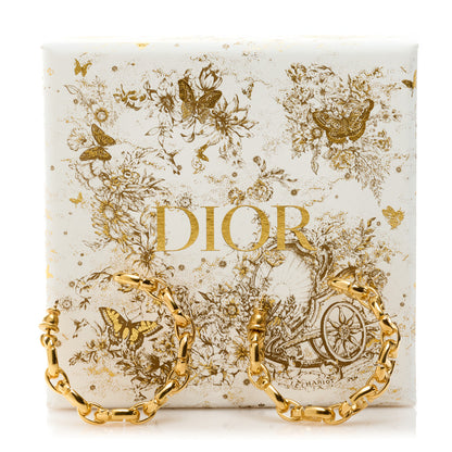 Christian Dior CHRISTIAN DIOR Metal Hoop Earrings Aged Gold 5 of 5