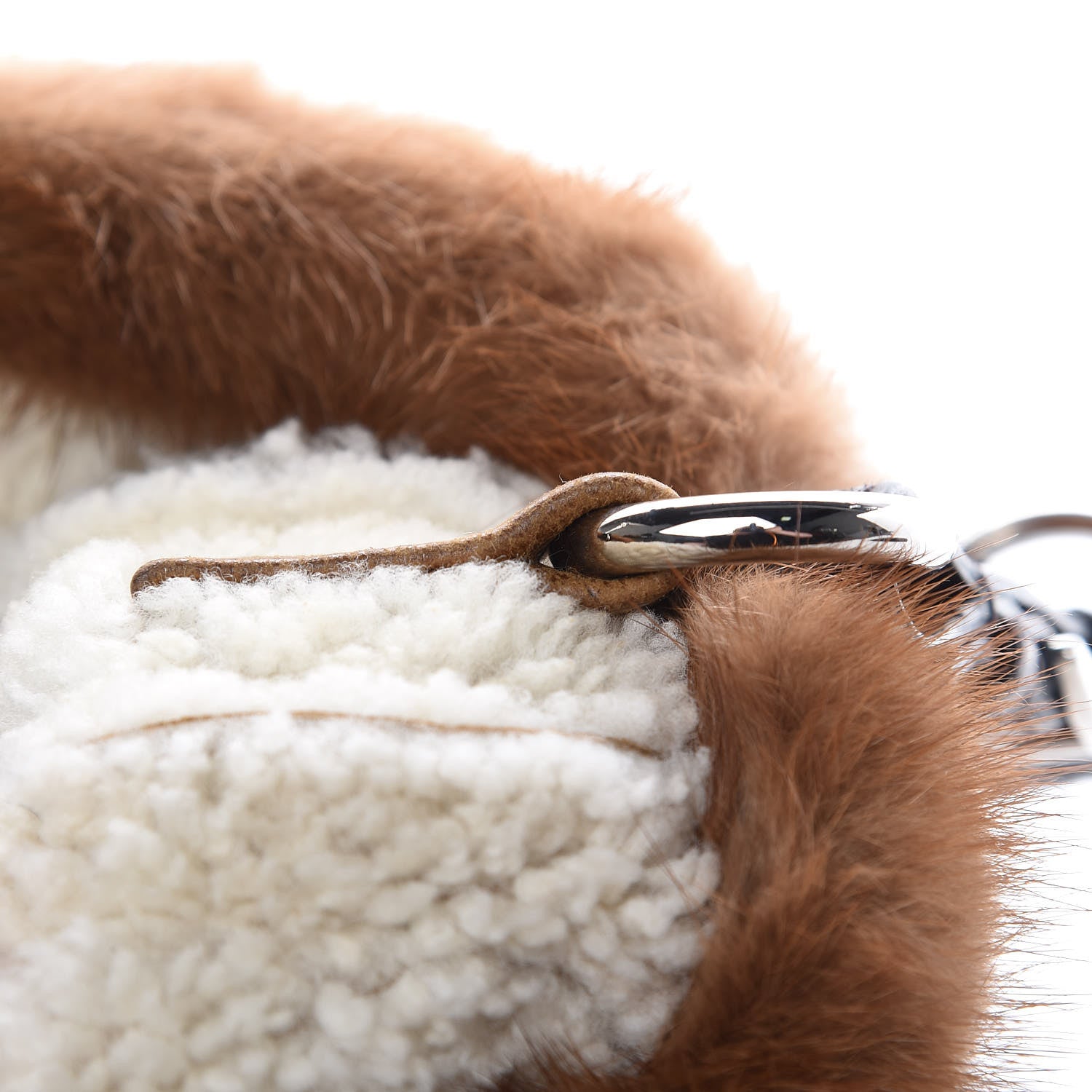 Prada Suede Shearling Mink Fur Crocodile Shoulder Bag Brown 14 of 19