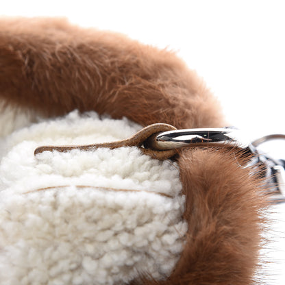 Prada Suede Shearling Mink Fur Crocodile Shoulder Bag Brown 14 of 19