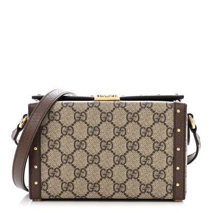 Gucci GG Supreme Monogram Textured Dollar Calfskin Mini Trunk Shoulder Bag Beige Ebony New Acero 1 of 11
