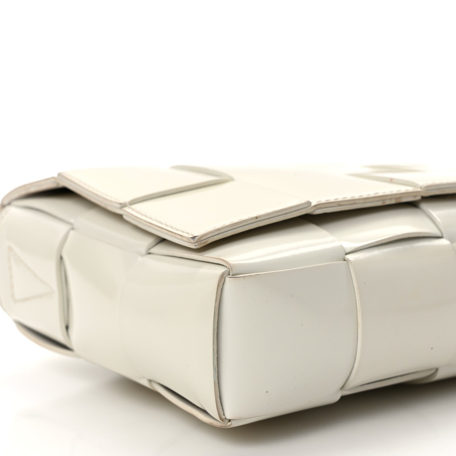 Bottega Veneta Patent Maxi Intrecciato Cassette Crossbody Bag White 7 of 11