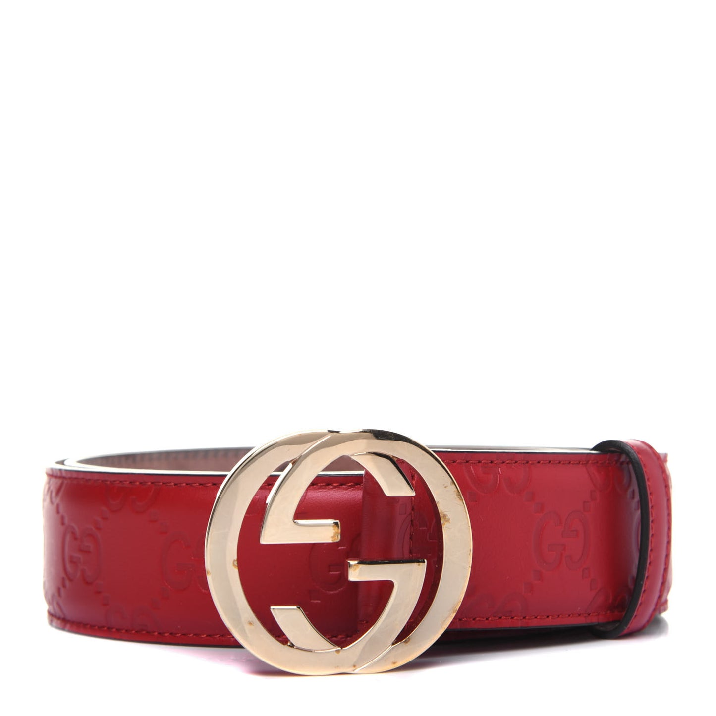 Guccissima Signature Interlocking G 37mm Belt 90 36 Hibiscus Red