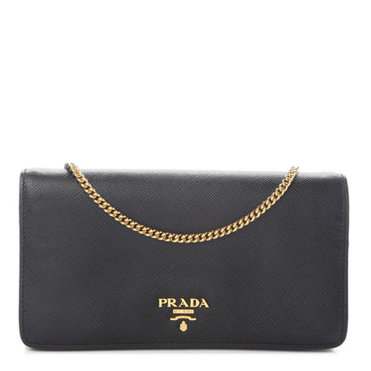 Prada Saffiano Metal Oro Mini Bag Black 1 of 8