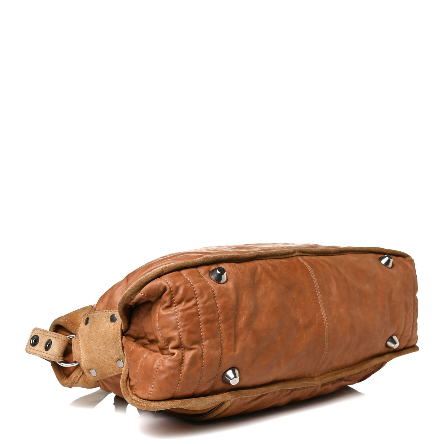 Calfskin Suede Satchel Brown