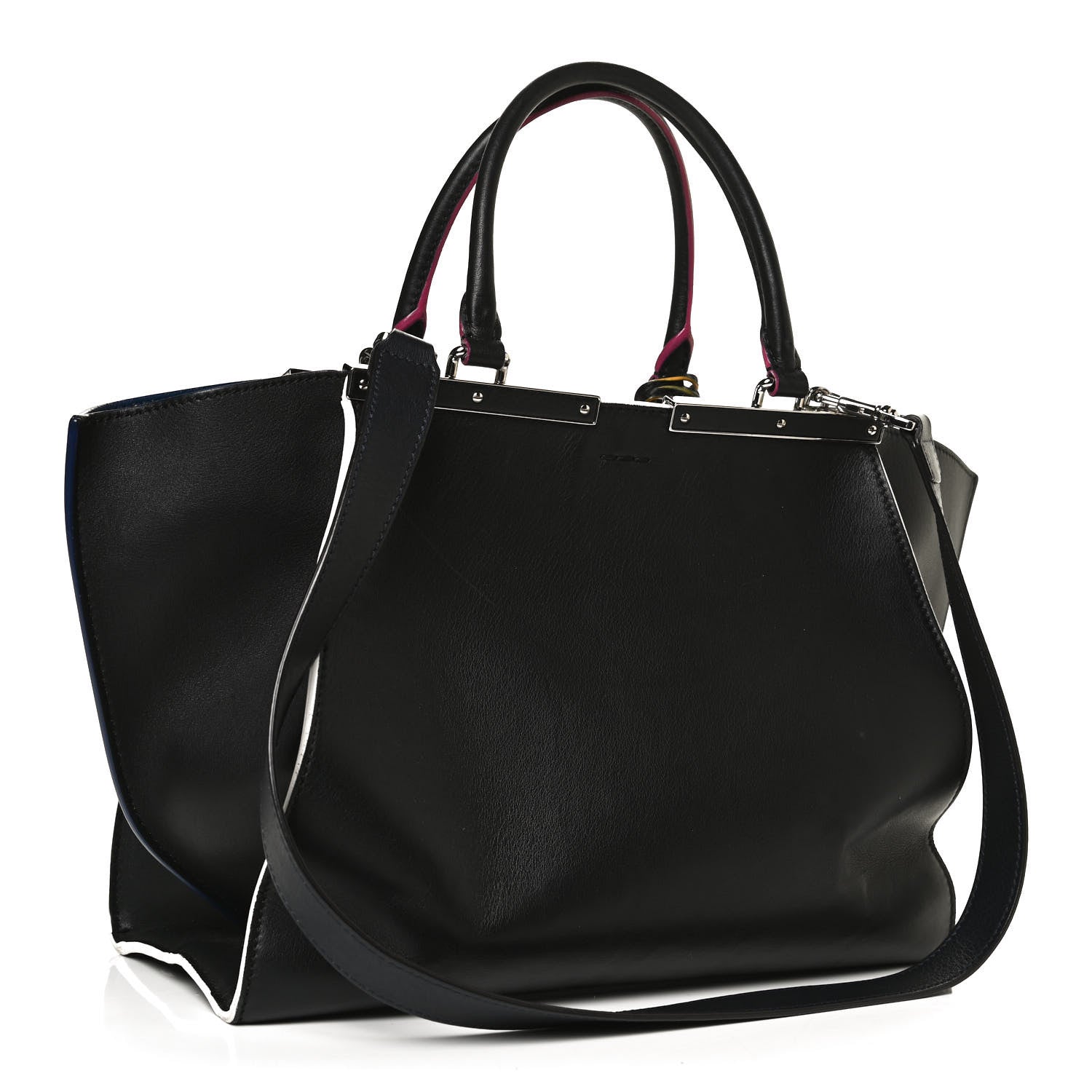 Fendi Vitello Dolce Shiny Nappa Petite 3Jours Tote Black Iris 2 of 13
