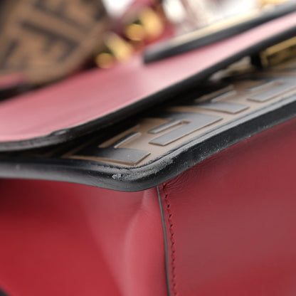 Fendi Vitello Century F is Fendi Bi-Color FF 1974 Embossed Kan I Shoulder Bag Fragola Maya Black 8 of 18