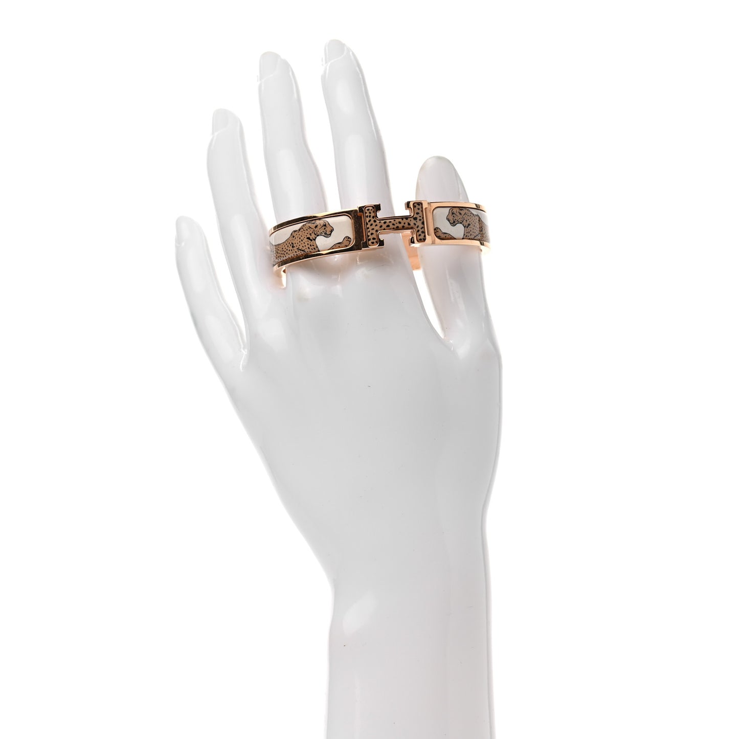 Enamel Narrow Print Guepards Clic Clac H Bracelet PM Sable