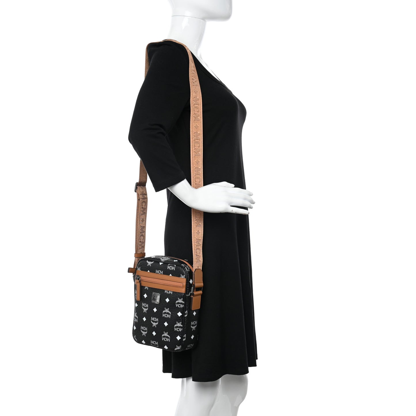 Visetos Camera Crossbody Bag Black Cognac