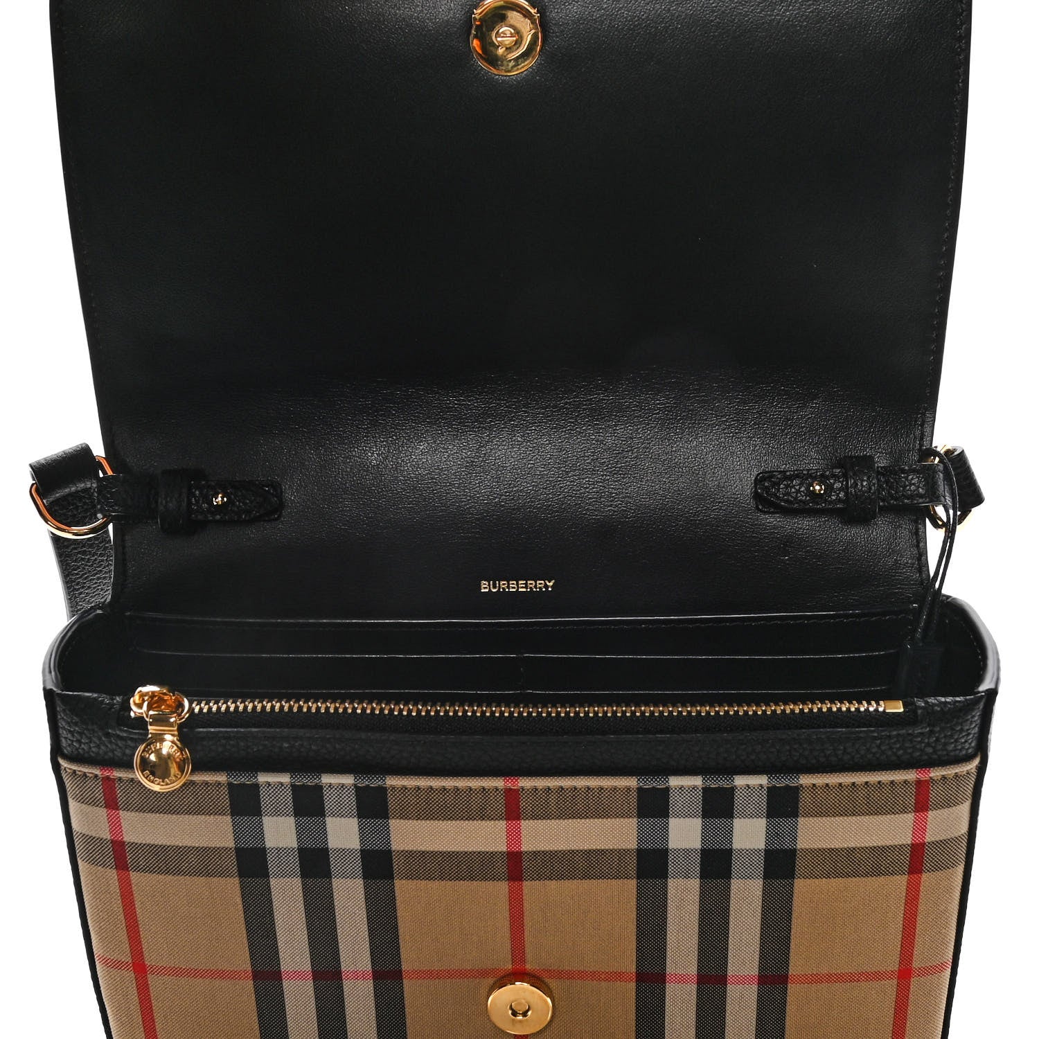Burberry Grainy Calfskin Vintage Check Hampshire Crossbody Black 10 of 10