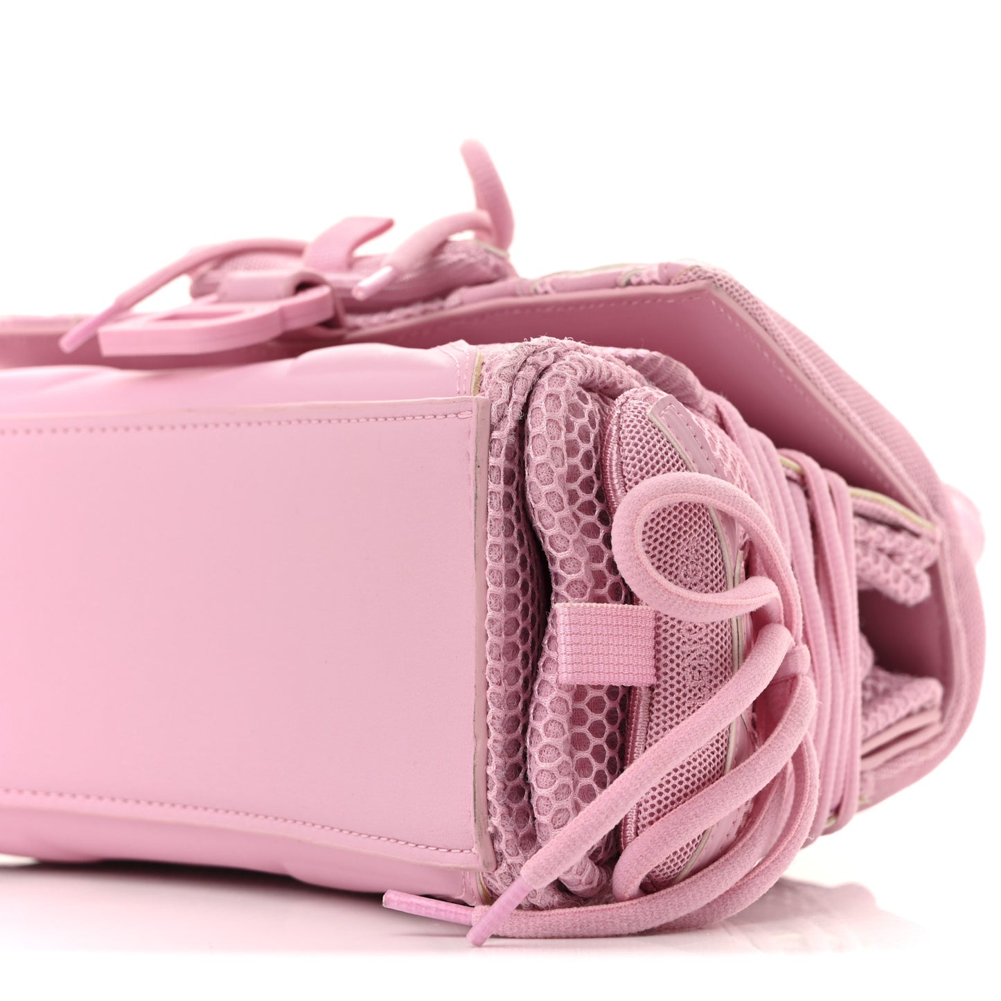 Faux Calfskin Fabric Small Sneakerhead Top Handle Bag Pink