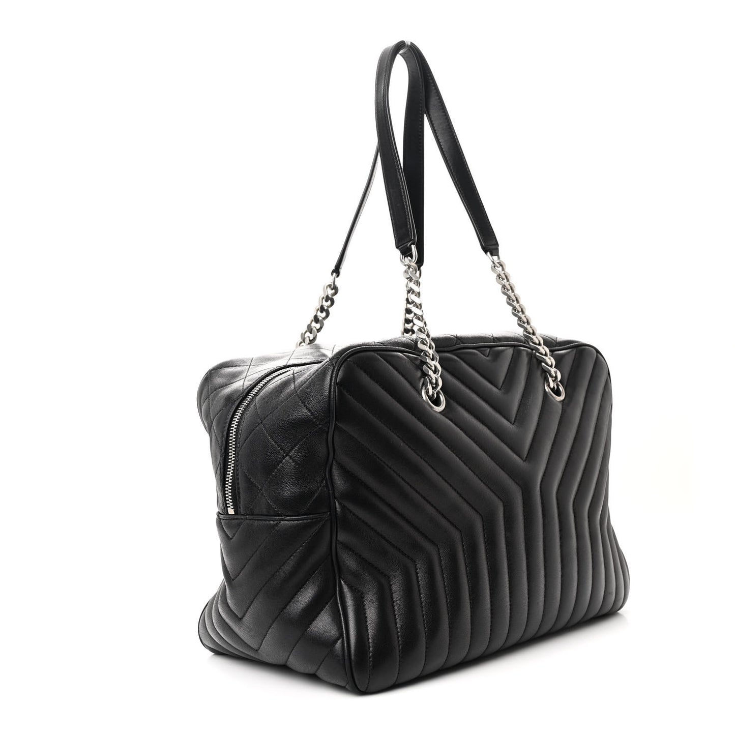 Lambskin Mixed Matelasse Joan Bowling Bag Black