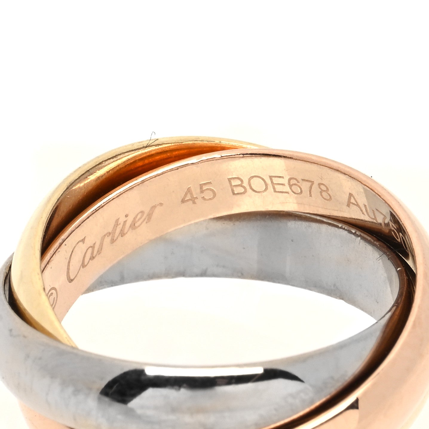 Cartier 18K Pink Yellow White Gold Classic Trinity Ring 45 3.25 4 of 5