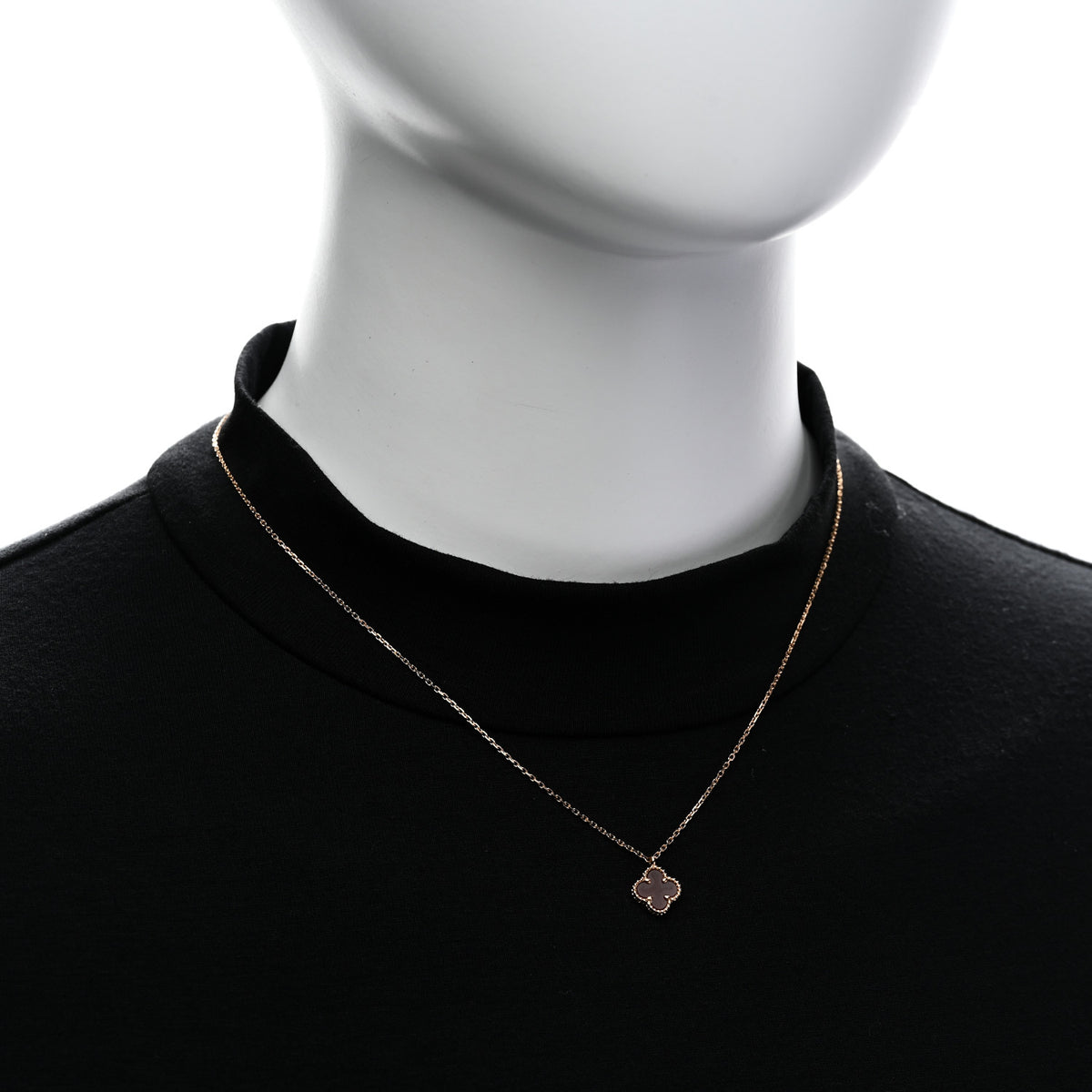 Van Cleef & Arpels 18K Rose Gold Carnelian Sweet Alhambra Pendant Necklace 2 of 5