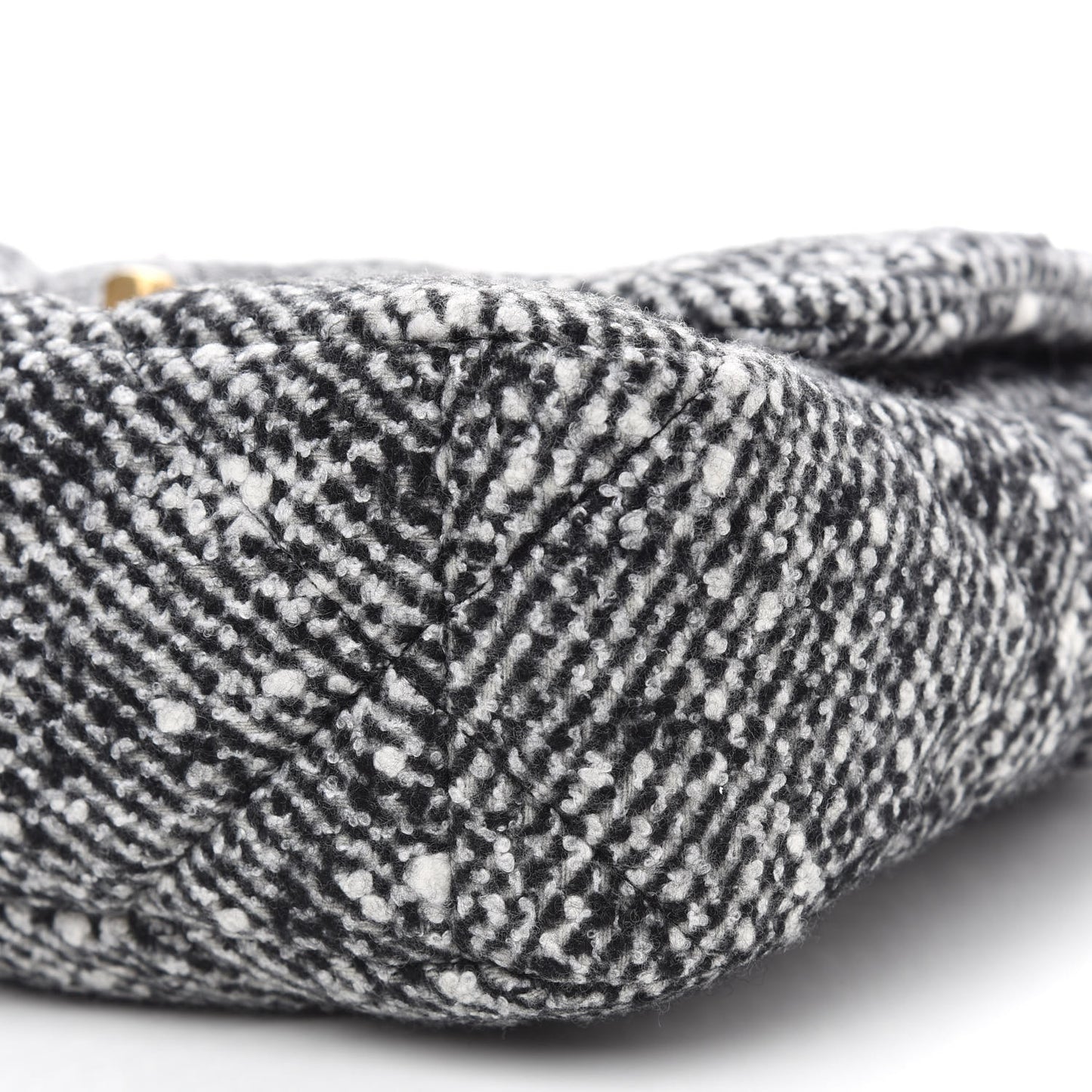 Tweed Quilted Large Chanel 19 Flap Black White