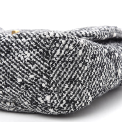 Chanel Tweed Quilted Large Chanel 19 Flap Black White 9 of 10