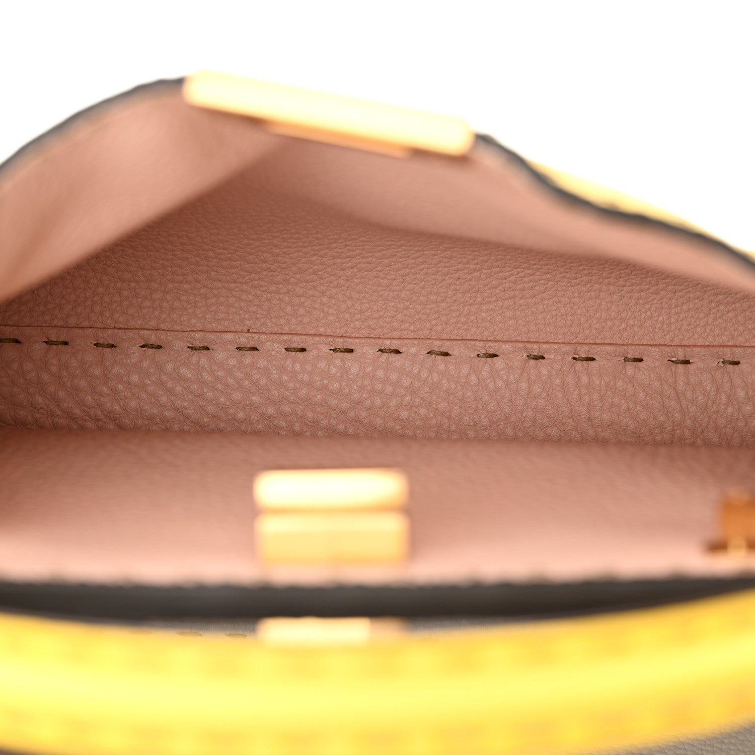 Fendi Cuoio Romano Selleria Chamois Peekaboo Iconic Essentially Satchel Limone Cipria White 5 of 10