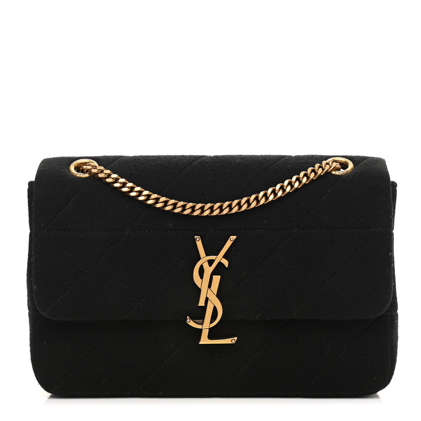 Jersey Wool Patchwork Monogram Medium Jamie Baguette Black