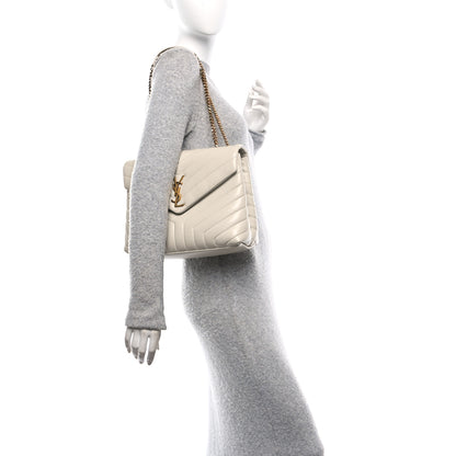 Saint Laurent Calfskin Y Quilted Monogram Medium Loulou Chain Satchel Crema Soft 2 of 11