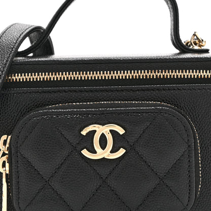Chanel Caviar Quilted Top Handle Pocket Vanity Case Black 9 of 11