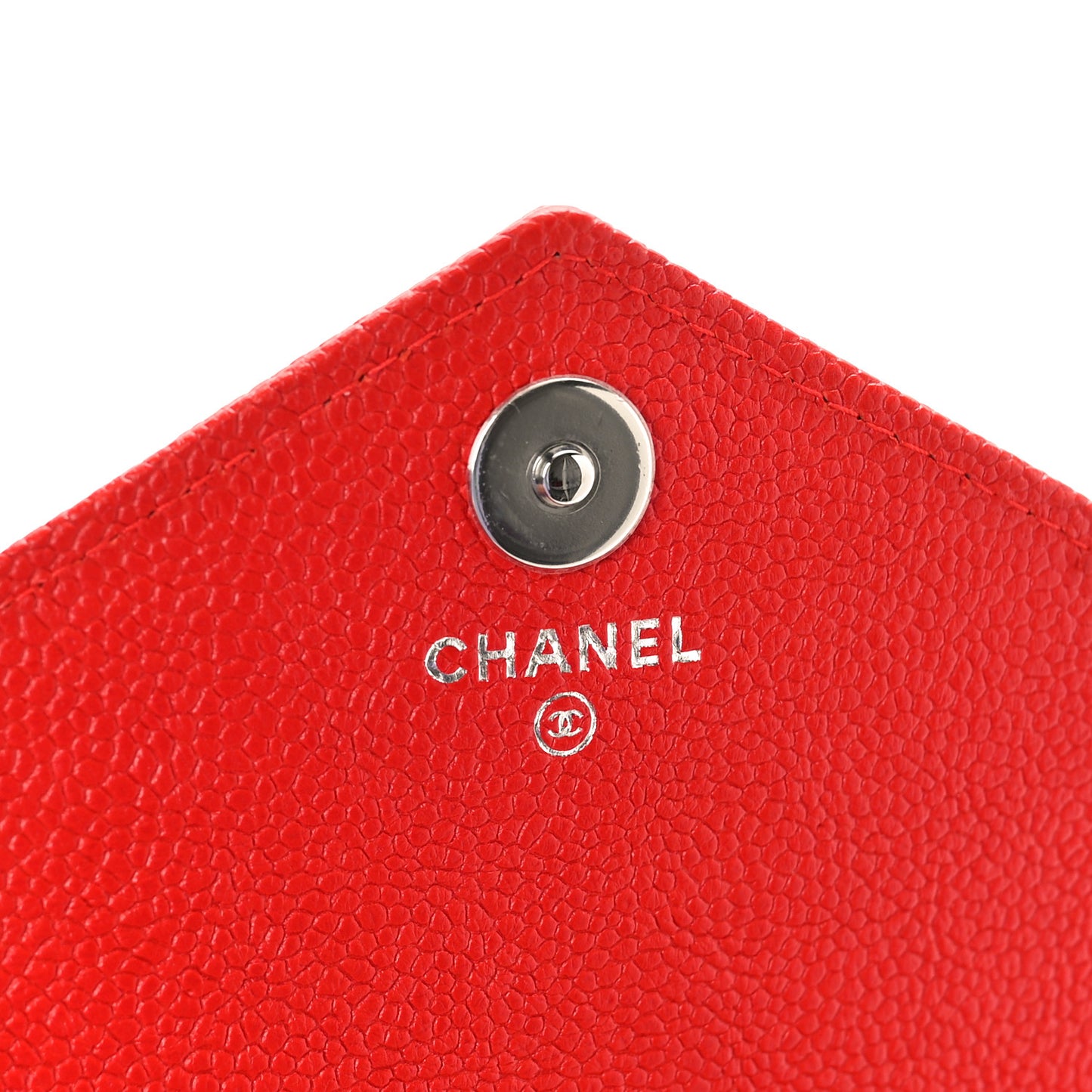 Caviar Chevron Quilted Large Gusset Flap Wallet Red