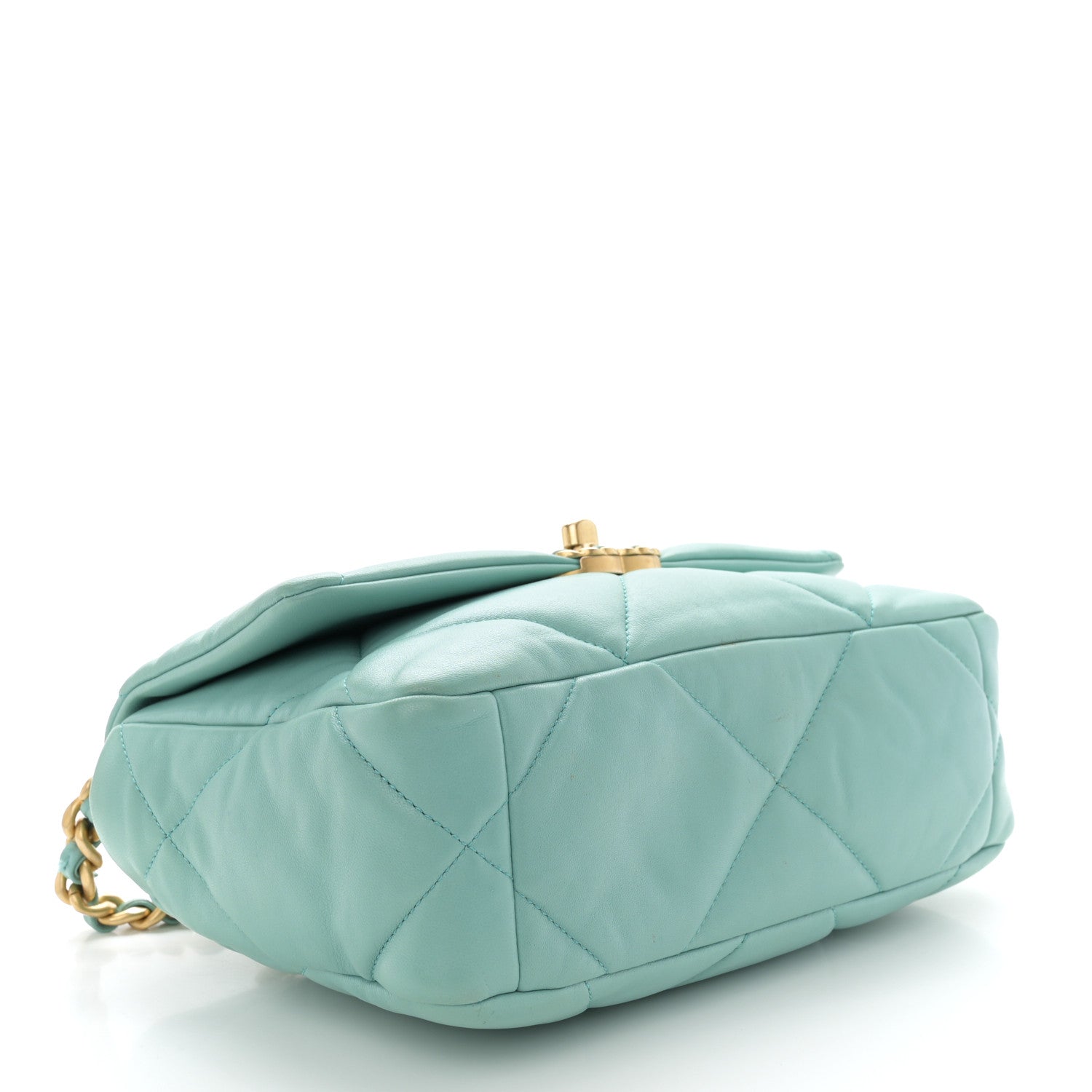 Chanel Shiny Lambskin Quilted Medium Chanel 19 Flap Light Blue 4 of 11
