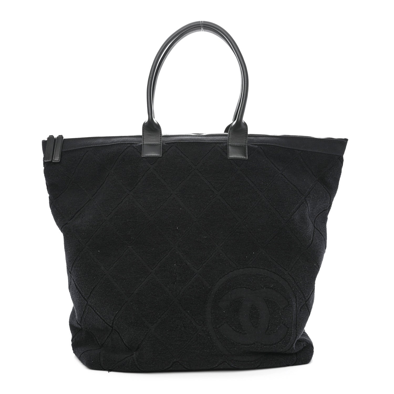 Chanel Terry Cotton CC Beach Tote Set Black 3 of 13