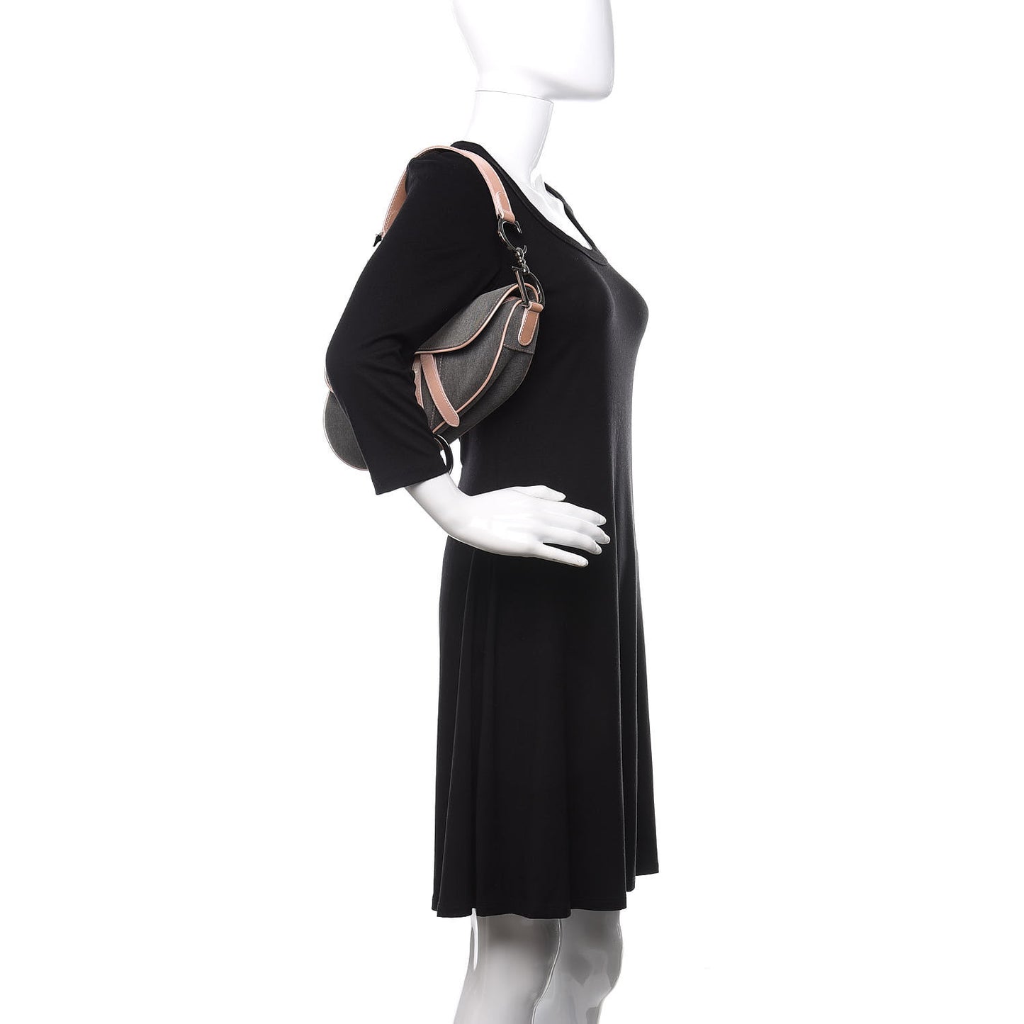 Patent Denim Jeans Saddle Bag Grey Pink