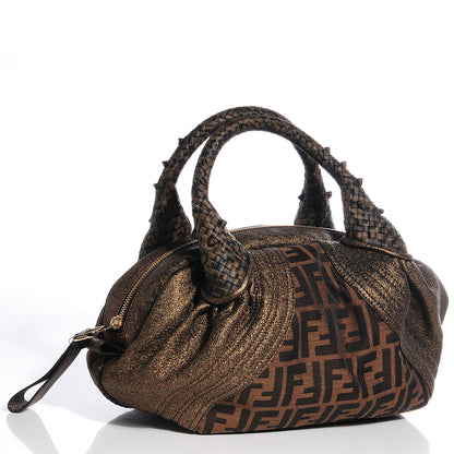 Fendi Zucca Goatskin Spy Bowler Tobacco Bronzo 3 of 9