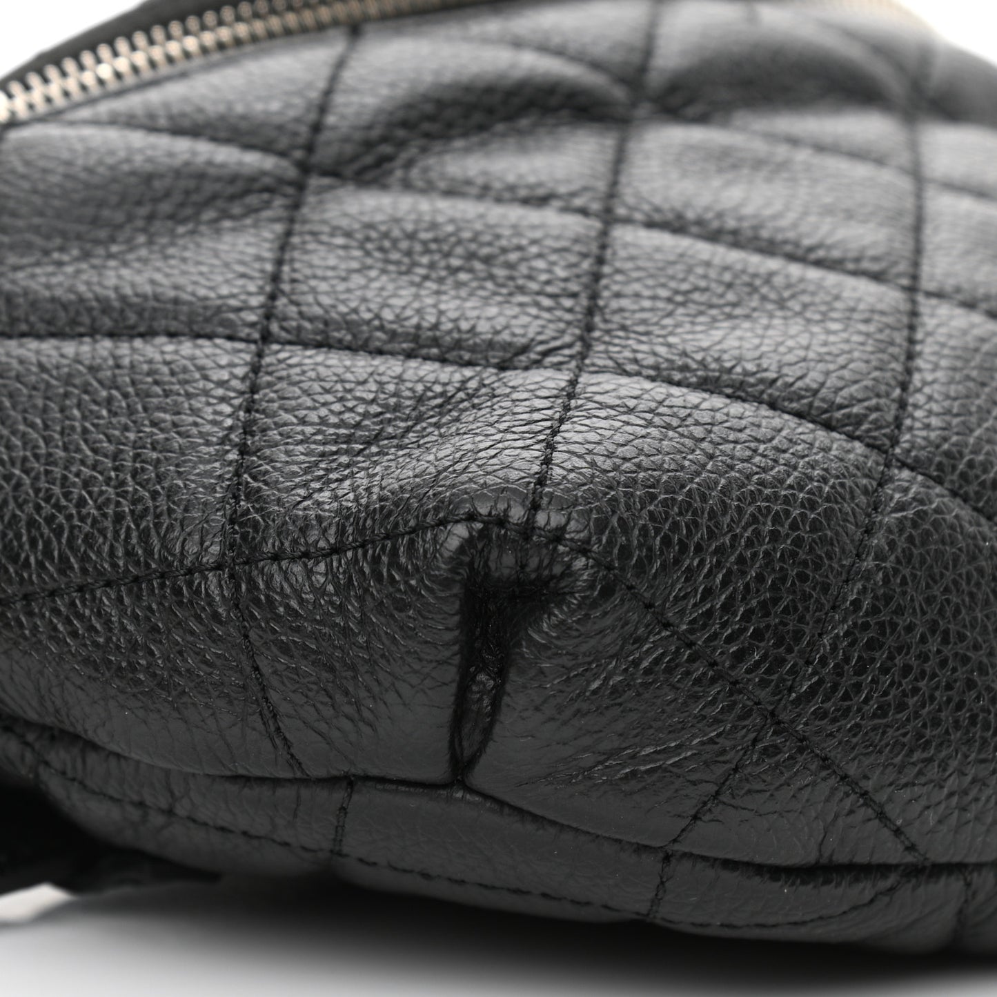 Grained Calfskin Quilted Waist Belt Bag Black