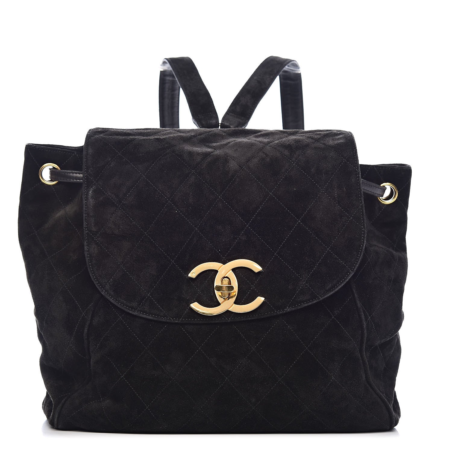 Chanel Suede Quilted Drawstring Backpack Black 1 of 10