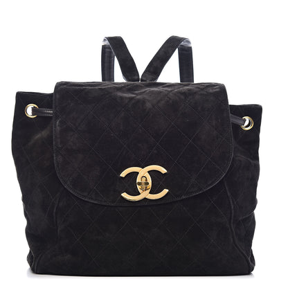 Chanel Suede Quilted Drawstring Backpack Black 1 of 10