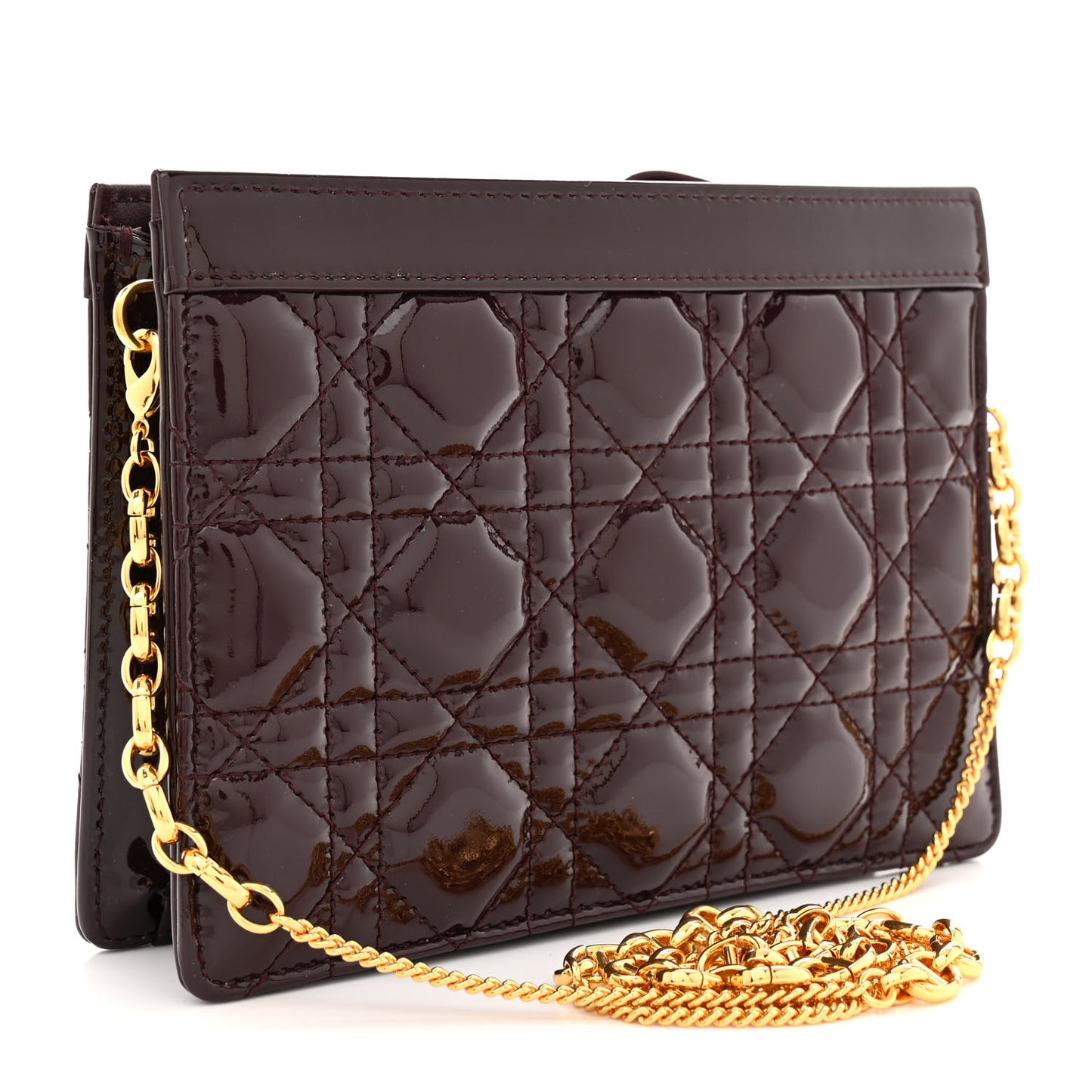 Patent Cannage Caro Zipped Pouch With Chain Amaranth