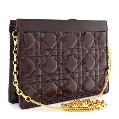 Christian Dior Patent Cannage Caro Zipped Pouch With Chain Amaranth 3 of 10