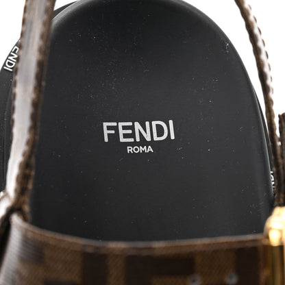 Fendi Vernice High-Tech Glazed Fabric FF Lug Sole Platform Sandals 39 Black Tobacco Moro 14 of 15