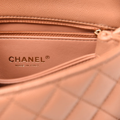 Chanel Caviar Quilted Lizard Embossed Mini Coco Handle Flap Brown 6 of 11