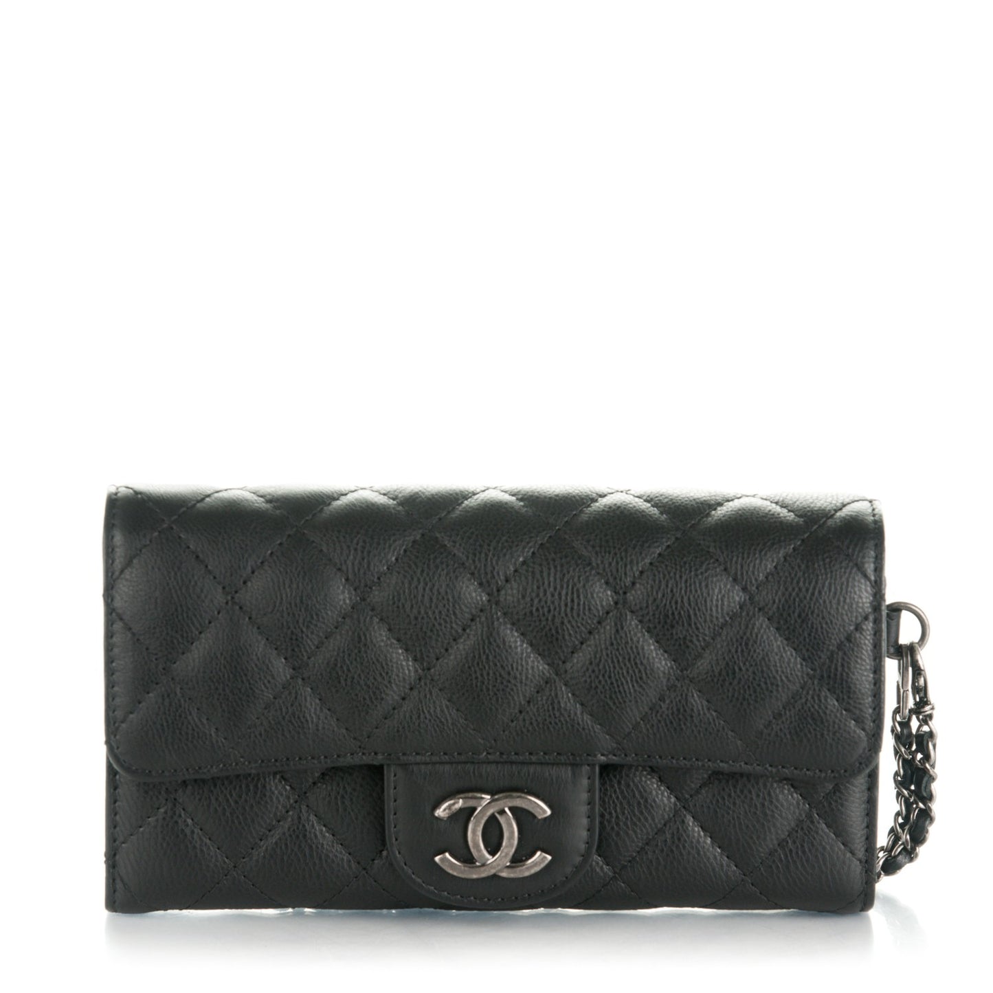 Calfskin Quilted CC Waiter Clutch Clutch With Chain Black