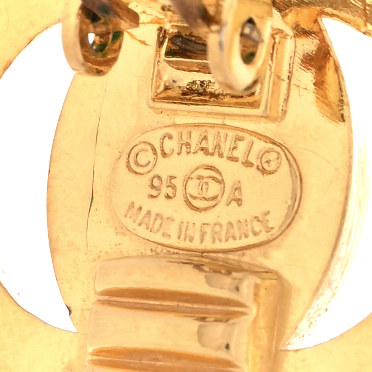 Metal CC Turnlock Clip On Earrings Gold