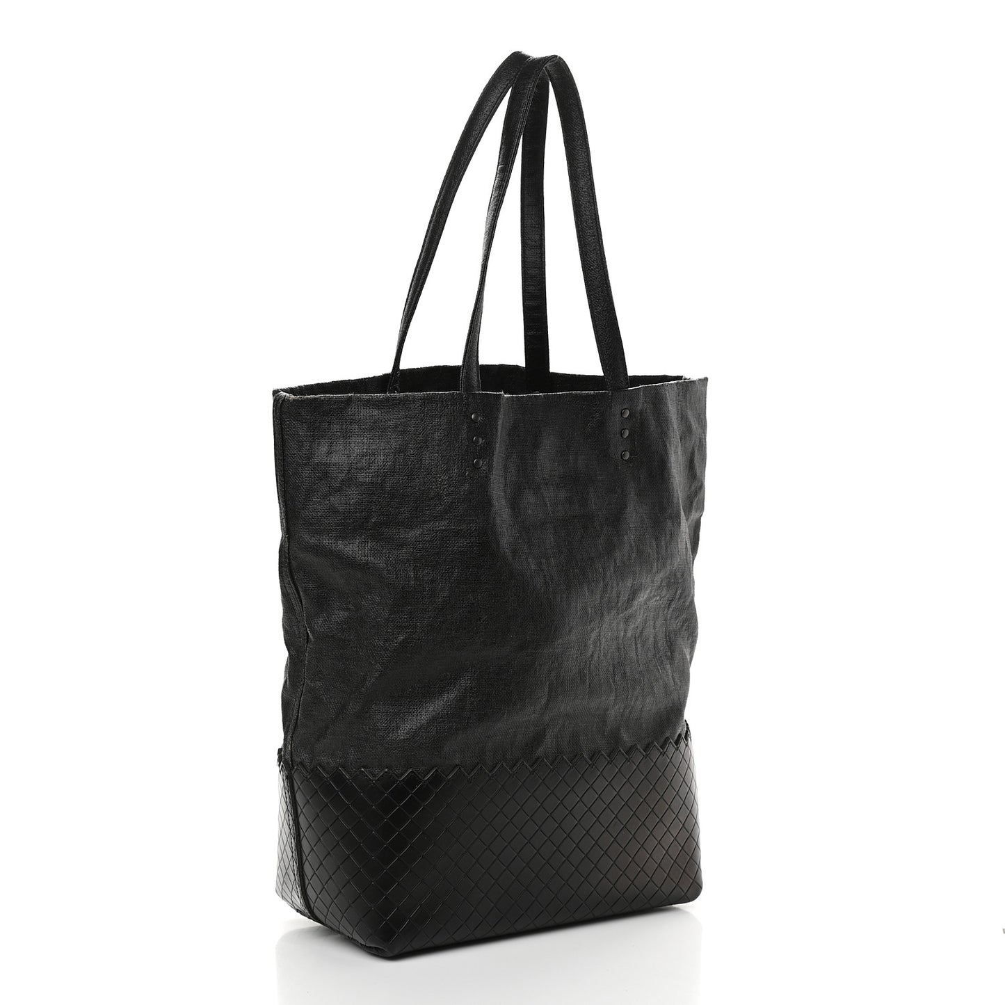 Lino Spalmato Light Calf Scolpito Tote Black