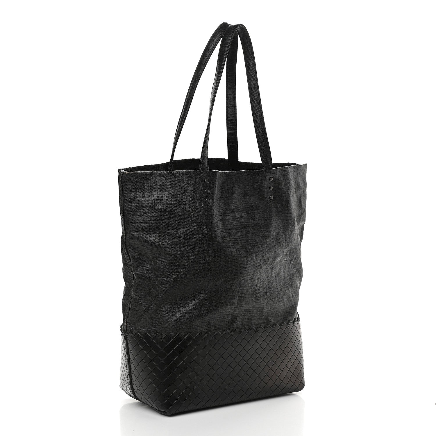 Bottega Veneta Lino Spalmato Light Calf Scolpito Tote Black 3 of 10