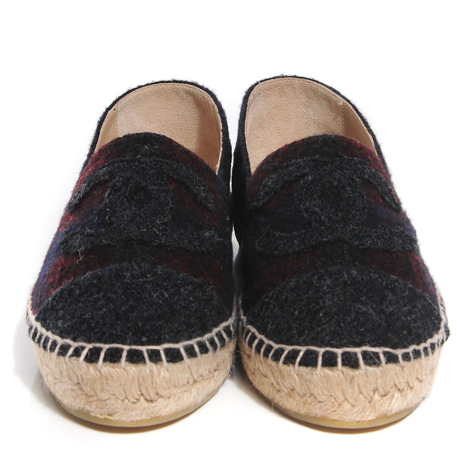 Chanel Plaid Wool CC Espadrilles 39 Black 2 of 7