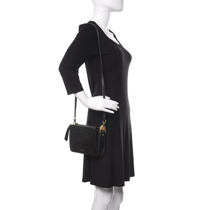 Givenchy Calfskin Crocodile Embossed Cross 3 Crossbody Bag Black 2 of 10