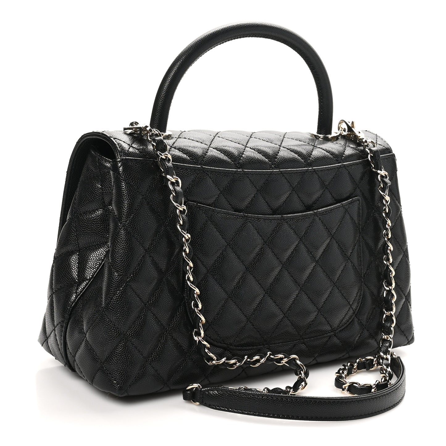 Caviar Quilted Small Coco Handle Flap Black
