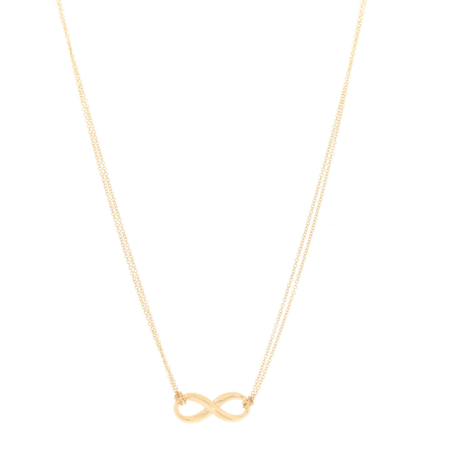 18K Yellow Gold Infinity Double Chain Pendant Necklace