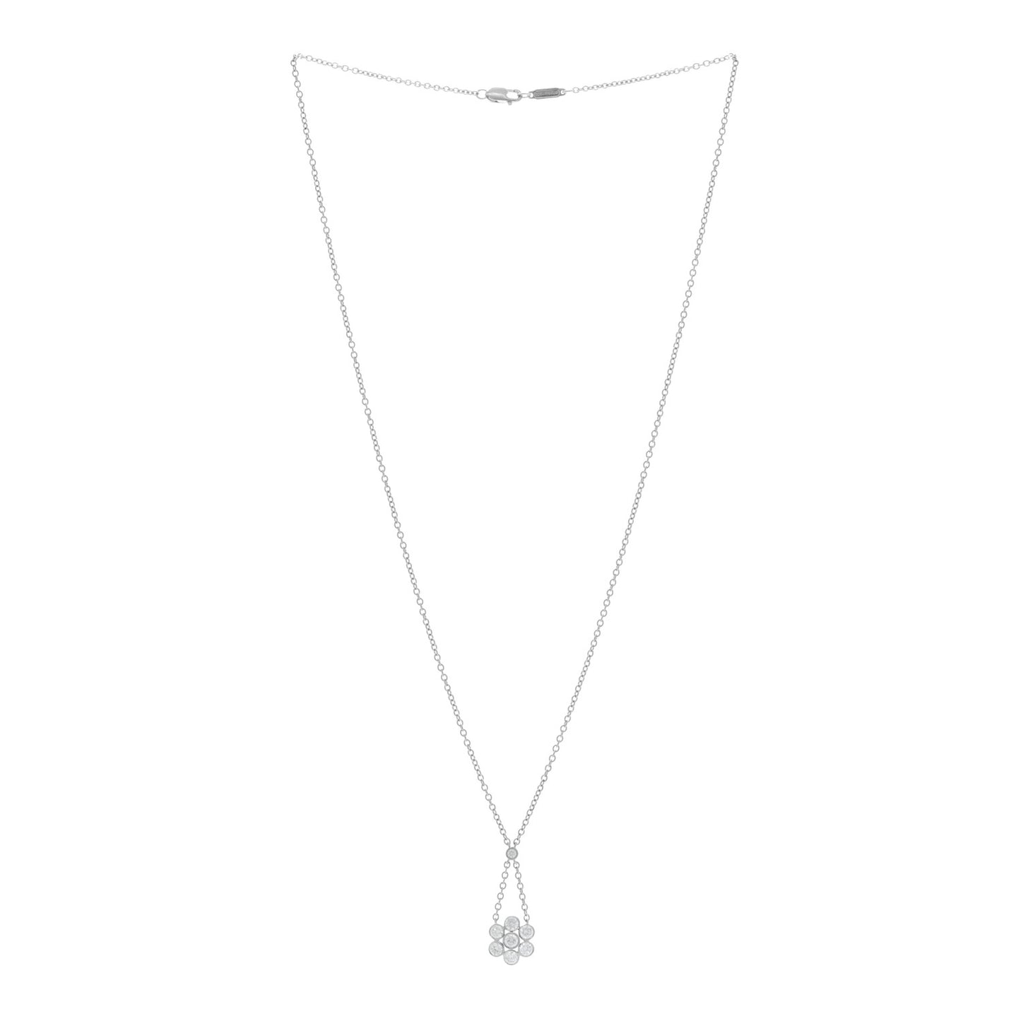 Platinum Diamond Enchant Flower Drop Pendant Necklace