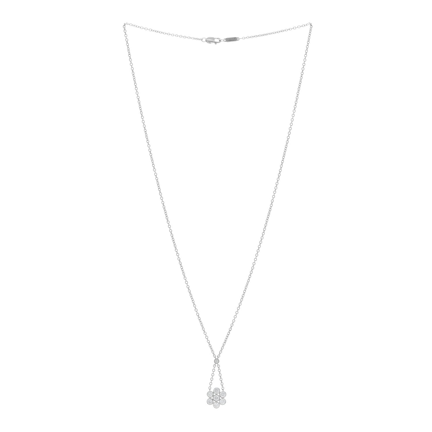 Tiffany Platinum Diamond Enchant Flower Drop Pendant Necklace 2 of 4