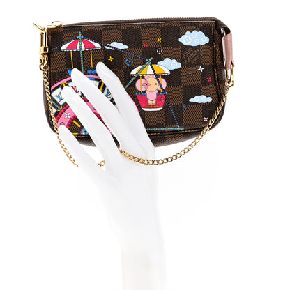 Louis Vuitton Damier Ebene 2020 Christmas Animation Big Wheel Mini Pochette Accessories Rose Ballerine 3 of 7