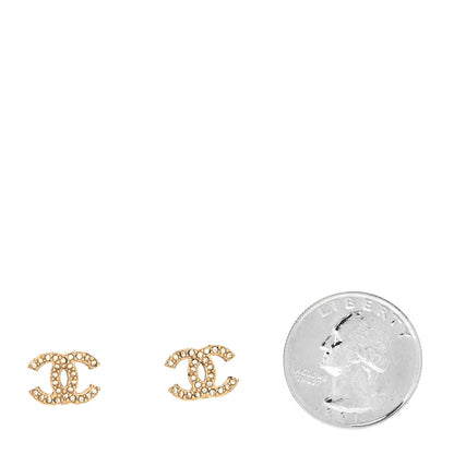 Chanel Crystal CC Earrings Gold 2 of 4