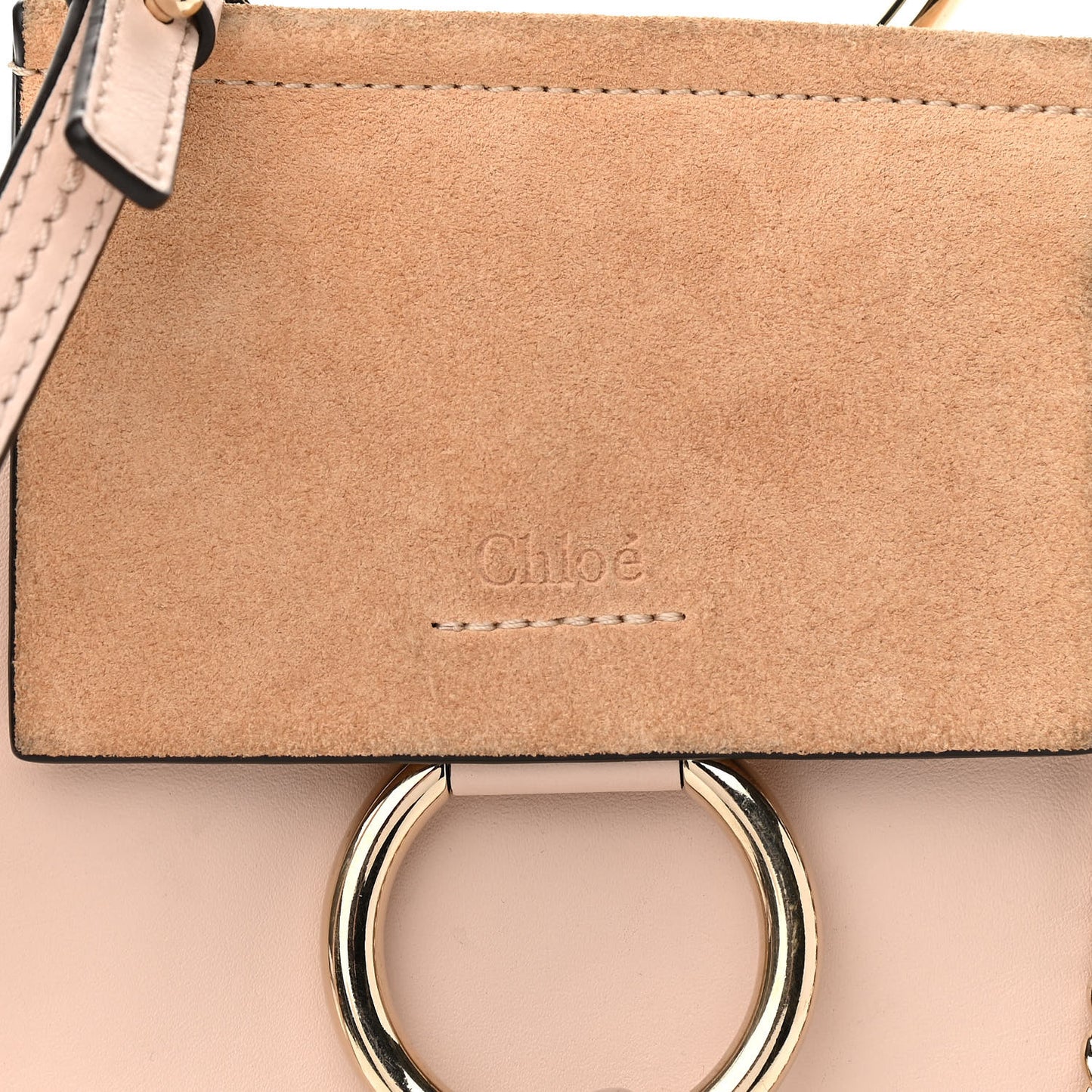 Suede Calfskin Mini Faye Bracelet Bag Cement Pink