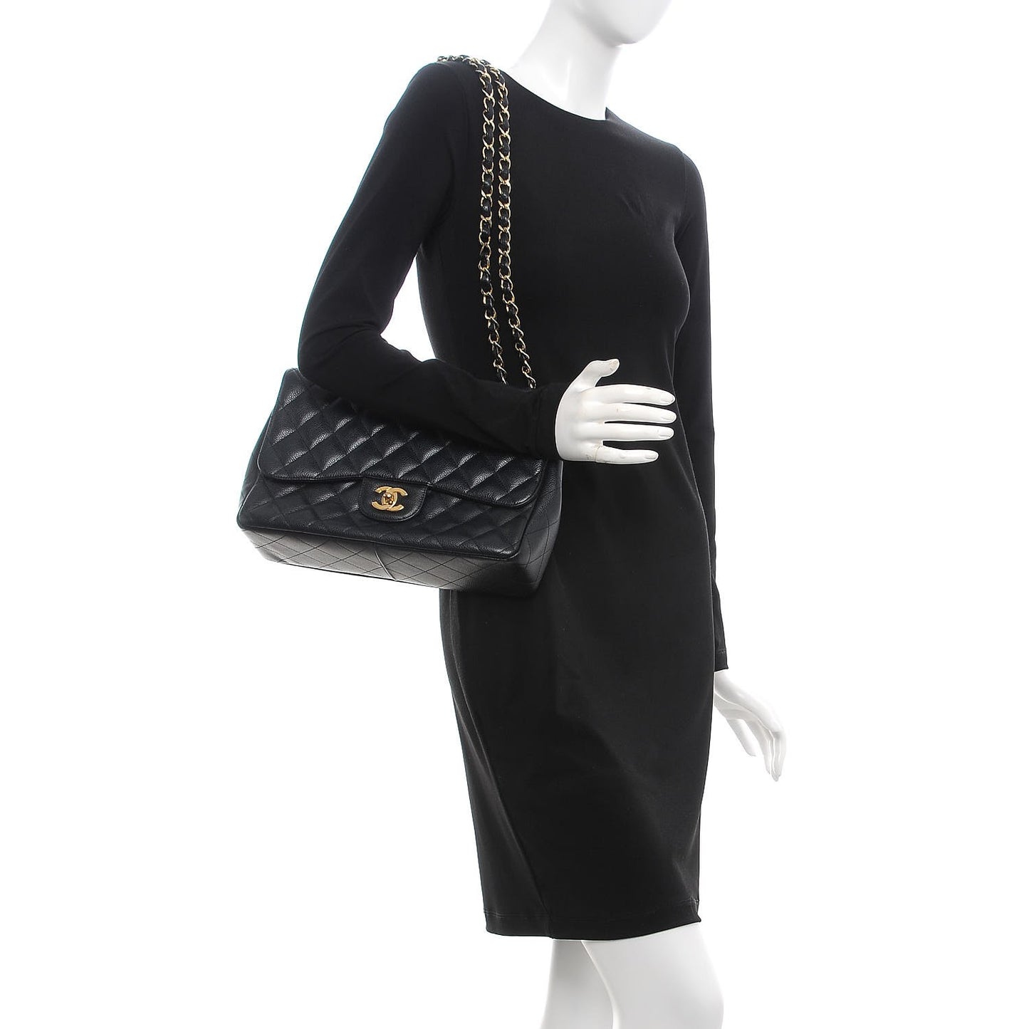 Caviar Quilted Jumbo Single Flap Black