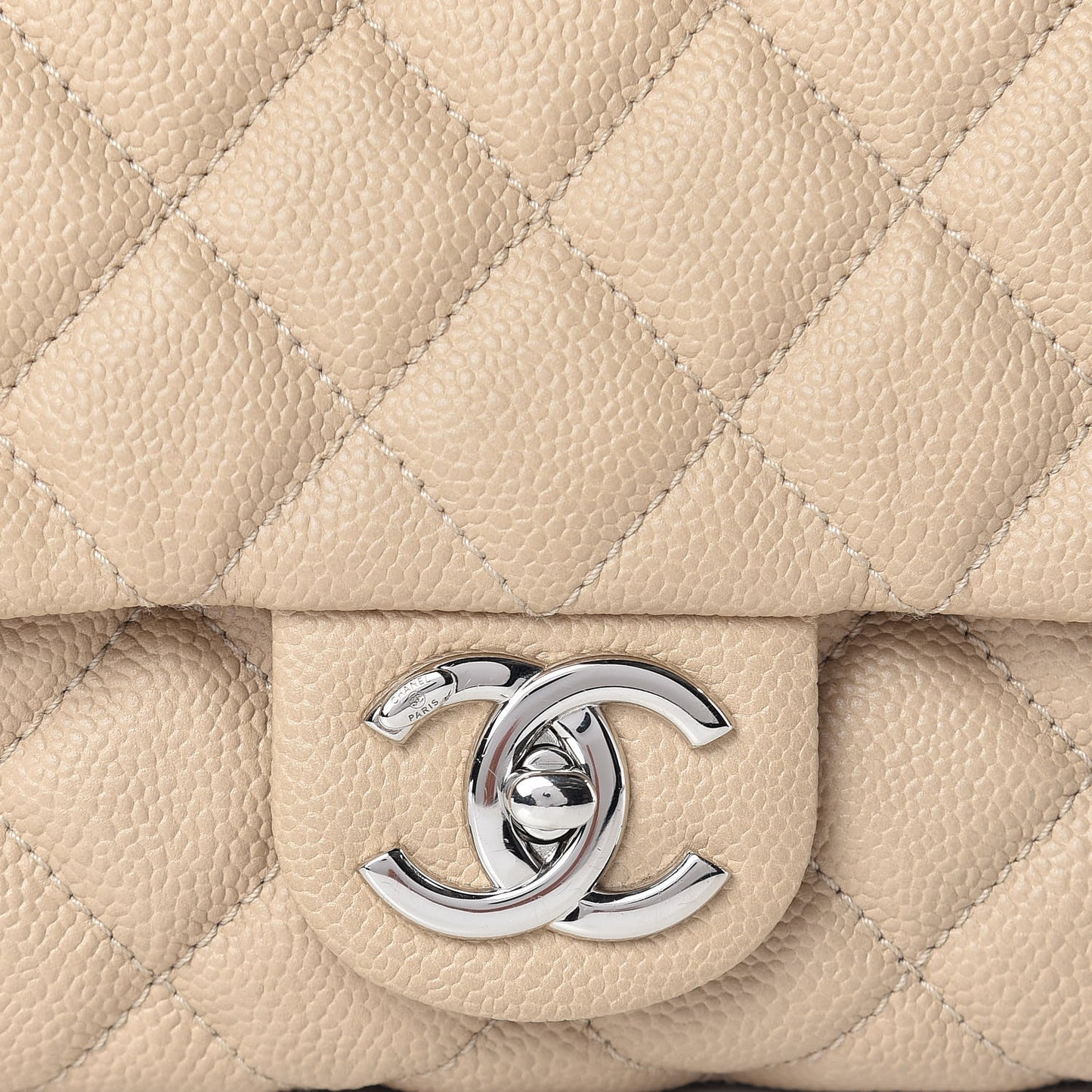 Caviar Quilted Jumbo Easy Flap Beige